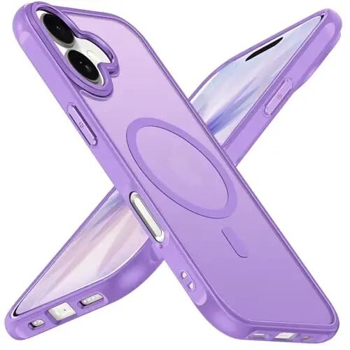 ivoler Magnetic Case for iPhone 17 6.3'' [Compatible with Magsafe] [ 15FT Military Grade Protection] Magnetic Charger Case Bumper for, Frosted Translucent Back for iPhone 17 Cover- Light Purple 