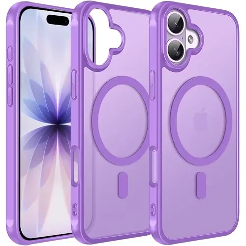 ivoler Magnetic Case for iPhone 17 6.3'' [Compatible with Magsafe] [ 15FT Military Grade Protection] Magnetic Charger Case Bumper for, Frosted Translucent Back for iPhone 17 Cover- Light Purple 