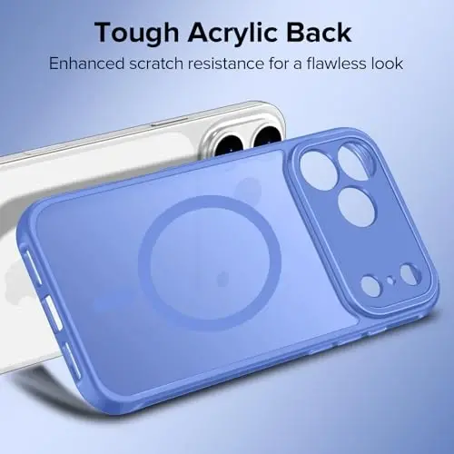 ivoler Magnetic Case for iPhone 17 Pro 6.3'' [Compatible with Magsafe] [15 FT Military Grade Protection] Magnetic Charger Case Bumper for, Frosted Translucent Back for 17 Pro Cover- Light Blue - 6