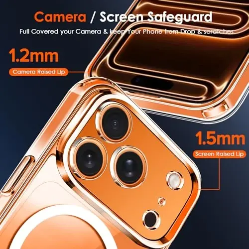 ivoler Magnetic Case for iPhone 17 Pro 6.3'' [Compatible with Magsafe] [15 FT Military Grade Protection] Magnetic Charger Case Bumper, Frosted Translucent Back for 17 Pro- Clear - 2