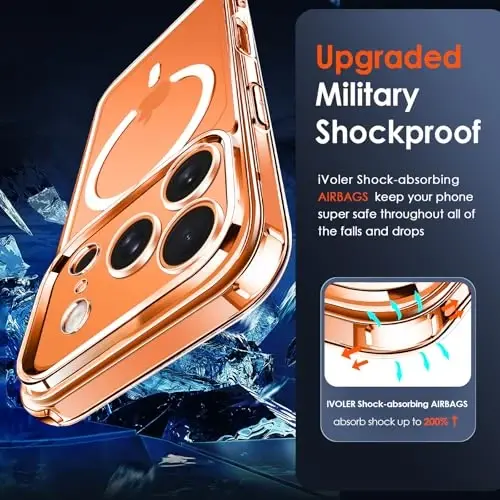 ivoler Magnetic Case for iPhone 17 Pro 6.3'' [Compatible with Magsafe] [15 FT Military Grade Protection] Magnetic Charger Case Bumper, Frosted Translucent Back for 17 Pro- Clear - 6