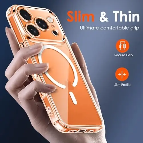 ivoler Magnetic Case for iPhone 17 Pro 6.3'' [Magsafe bilan mos] [15 FT harbiy darajadagi himoya] Magnit zaryadlovchi g'ilof Bumper, muzli yarim shaffof orqa qismi 17 Pro uchun - Shaffof - 7