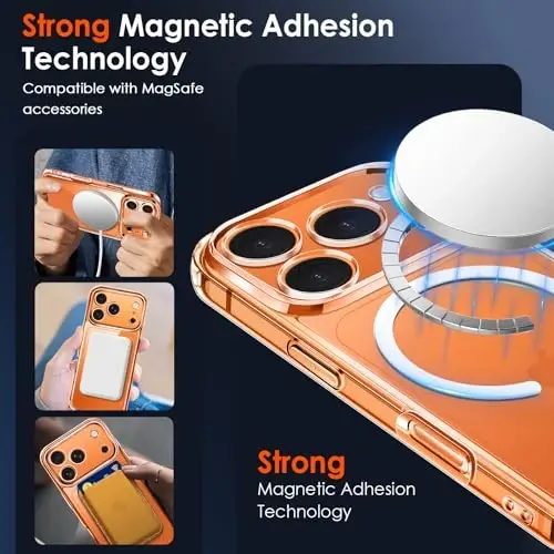 ivoler Magnetic Case for iPhone 17 Pro 6.3'' [Magsafe bilan mos] [15 FT harbiy darajadagi himoya] Magnit zaryadlovchi g'ilof Bumper, muzli yarim shaffof orqa qismi 17 Pro uchun - Shaffof - 5