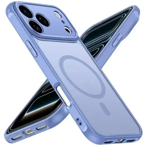 ivoler Magnetic Case for iPhone 17 Pro Max 6.9'' [Compatible with Magsafe] [15 FT Military Grade Protection] Magnetic Charger Case Bumper for, Frosted Translucent Back for 17 Pro Max- Light Blue - 4