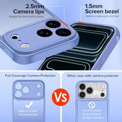 ivoler Magnetic Case for iPhone 17 Pro Max 6.9'' [Magsafe bilan mos keladi] [15 FT Harbiy Darajadagi Himoya] Magnit Zaryadlovchi G'ilof Bamperi, 17 Pro Max uchun muzli yarim shaffof orqa qismi - Och ko'k - 2