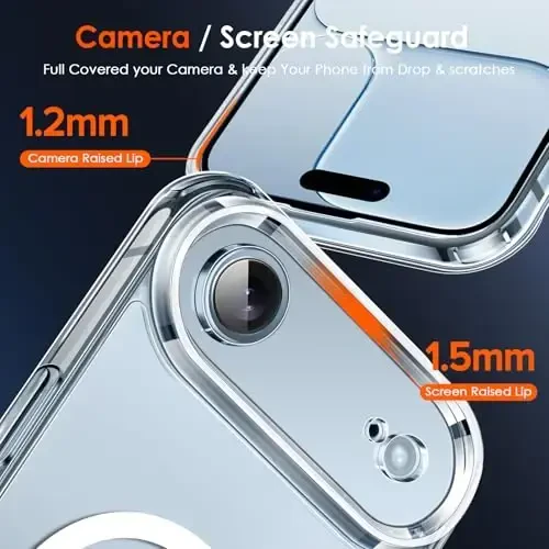 ivoler Magnetic Case for iPhone Air 6.5'' [Compatible with Magsafe] [ 15FT Military Grade Protection] Magnetic Charger Case Bumper,Frosted Translucent Back for iPhone 17 Air Cover -Clear - 7