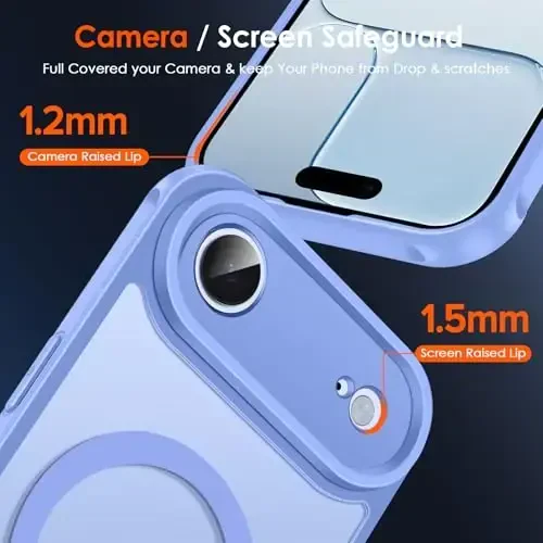 ivoler Magnetic Case for iPhone Air 6.5'' [Magsafe bilan mos] [15 FT harbiy darajadagi himoya] Magnit zaryadlovchi g'ilofi, muzlatilgan yarim shaffof orqa iPhone 17 Air uchun - Moviy - 7