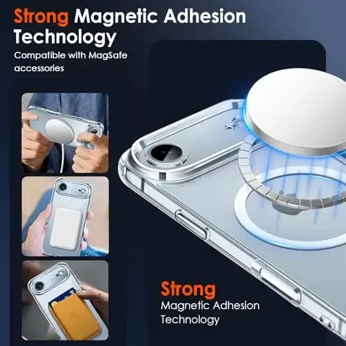 ivoler Magnetic Case for iPhone Air 6.5'' [Magsafe bilan mos] [15FT harbiy darajadagi himoya] Magnit zaryadlovchi g'ilof Bumper, iPhone 17 Air Cover uchun muzli yarim shaffof orqa qismi - Shaffof - 4