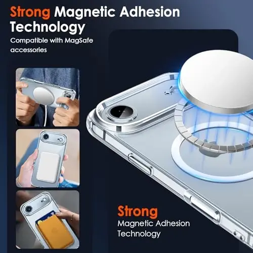 ivoler Magnetic Case for iPhone Air 6.5'' [Magsafe bilan mos] [15FT harbiy darajadagi himoya] Magnit zaryadlovchi g'ilof Bumper, iPhone 17 Air Cover uchun muzli yarim shaffof orqa qismi - Shaffof - 4