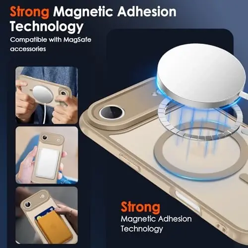 ivoler Magnetic Case for iPhone Air 6.5'' [Magsafe bilan mos] 15FT Harbiy darajadagi himoya Magnit zaryadlovchi g'ilof Bumper, iPhone 17 Air Cover uchun muzli yarim shaffof orqa qismi-Titanium - 4