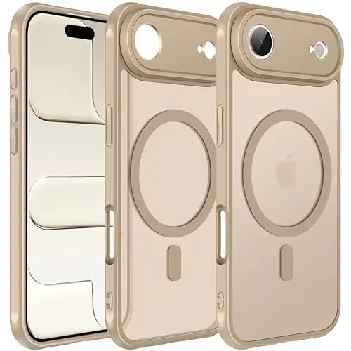 ivoler Magnetic Case for iPhone Air 6.5'' [Magsafe bilan mos] 15FT Harbiy darajadagi himoya Magnit zaryadlovchi g'ilof Bumper, iPhone 17 Air Cover uchun muzli yarim shaffof orqa qismi-Titanium 