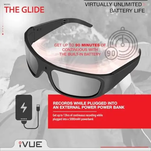 iVue Glide 1080P HD Camera Glasses Video Recording Sport Sunglasses DVR Eyewear, 30fps, 64GB Memory - 4