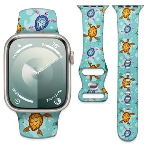 Sport Watch Band Compatible with iWatch Band 38mm 40mm 41mm Women, Soft Silicone Floral Print Sport Strap Replacement Wristbands for iWatch Series Ultra 9 8 7 6 5 4 3 2 1 SE - 1