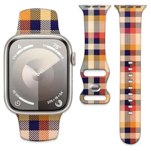 iWatch Kordon 38mm 40mm 41mm Kadın ile Uyumlu Spor Saat Kordonu, iWatch Serisi Ultra 9 8 7 6 5 4 3 2 1 SE için Yumuşak Silikon Çiçek Baskılı Spor Kayış Yedek Bileklikler - 1