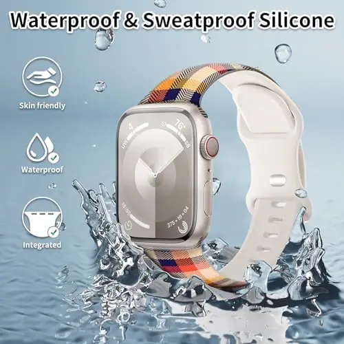 iWatch Kordon 38mm 40mm 41mm Kadın ile Uyumlu Spor Saat Kordonu, iWatch Serisi Ultra 9 8 7 6 5 4 3 2 1 SE için Yumuşak Silikon Çiçek Baskılı Spor Kayış Yedek Bileklikler - 2