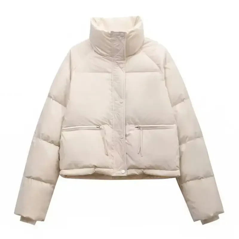 IWEMEK Women Jackets Casual Loose Turtleneck Puffer Coats Zipper Solid White Down Coat Comfy Padded Winter Clothes 2025- - 3