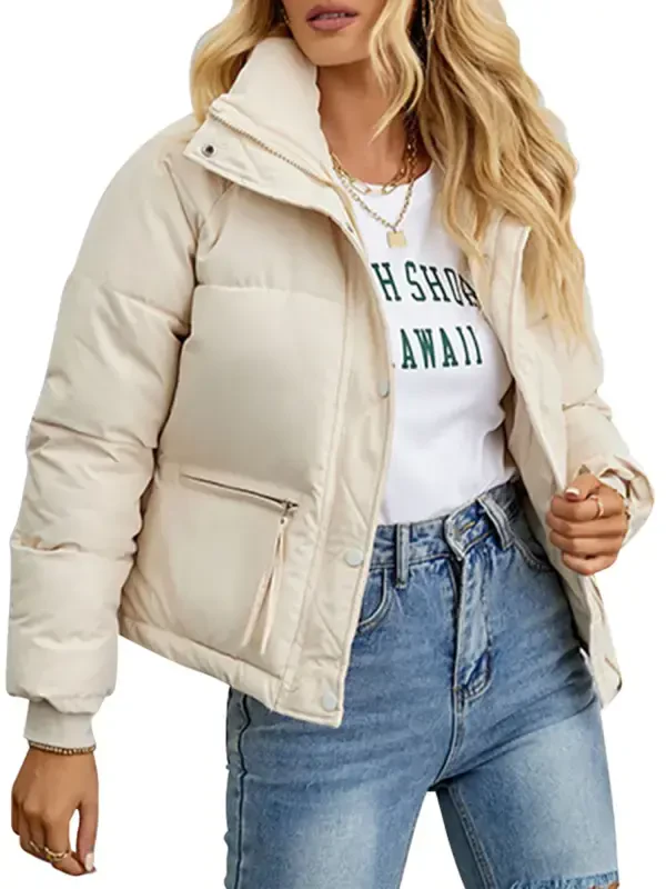 IWEMEK Women Jackets Casual Loose Turtleneck Puffer Coats Zipper Solid White Down Coat Comfy Padded Winter Clothes 2025- - 5