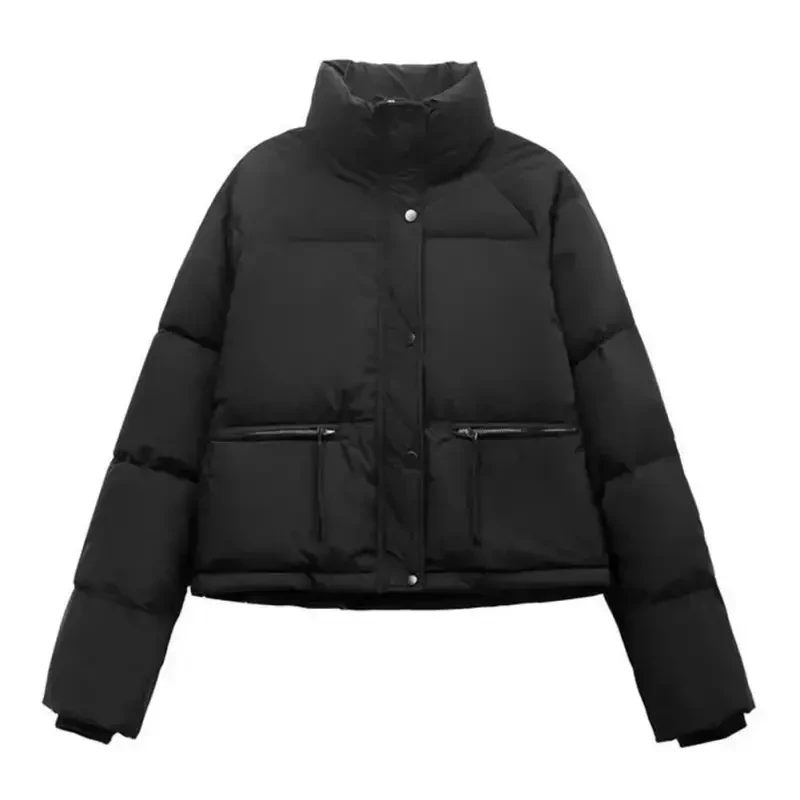 IWEMEK Women Coats Casual Winter Quilted Jackets for Womens Comfort Plain Black Jacket Highneck Leisure Fashion Clothing- - 6