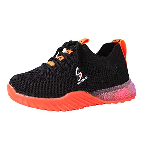 IWIHMIV Boys Luminous Shoes Kids Athletic Tennis Shoe Breathable Lightweight Slip on Sports Knit High-top Sport Shoes - 1