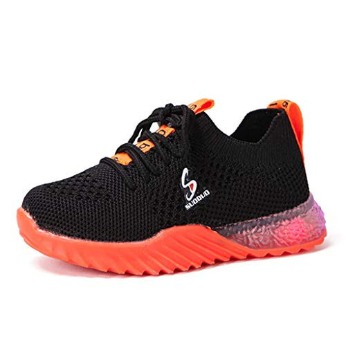 IWIHMIV Boys Luminous Shoes Kids Athletic Tennis Shoe Breathable Lightweight Slip on Sports Knit High-top Sport Shoes - 3