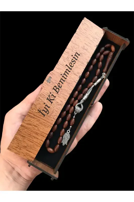 'iyi Ki Benimlesin Yazılı' Sancak Püsküllü Kuka Tesbih-Kutu - KANUNİ TESBİH