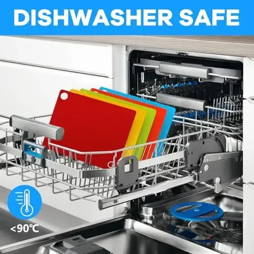 GoodLuck 5 Pieces Flexible Cutting Boards with Hanging Hole, BPA Free Plastic Cutting Boards for Kitchen, Non Slip Cutting Mat for Meat and Vegetables - 6