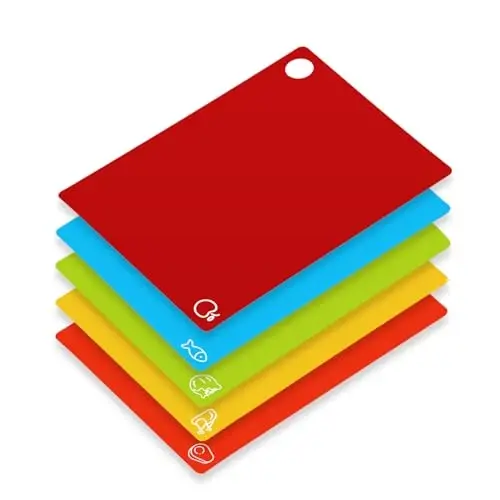 GoodLuck 5 Pieces Flexible Cutting Boards with Hanging Hole, BPA Free Plastic Cutting Boards for Kitchen, Non Slip Cutting Mat for Meat and Vegetables - GOODLUCK