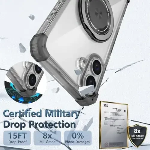 IYTRRYH for iPhone 16 Case Magnetic Compatible with MagSafe Wireless Charging,with 2 Screen Protector,for 16 Case Built-in 360°Kickstand Ring,Military Grade Drop Heavy Duty Protection Shockproof Black - 6