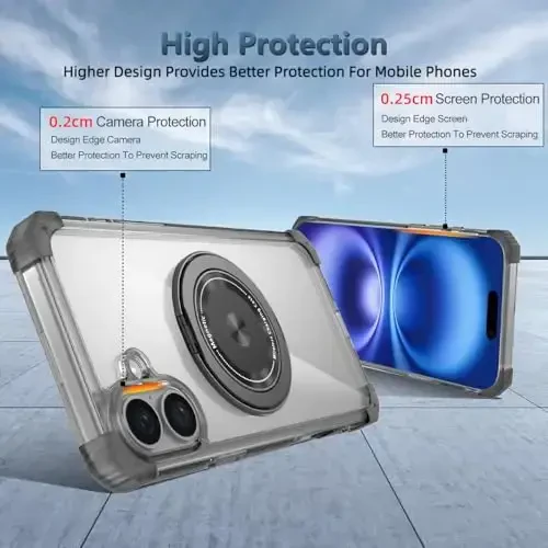 IYTRRYH for iPhone 16 Plus Case Magnetic Compatible with MagSafe,with 2 Screen Protectors,Built-in Camera Cover+Kickstand Ring,Military Grade Drop Shockproof Heavy Duty Protection Phone Bumper Black - 5