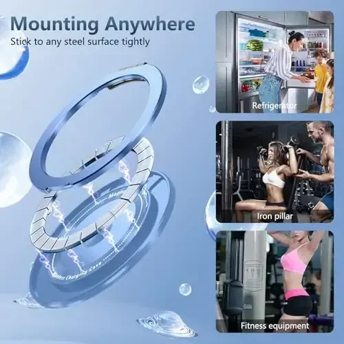 IYTRRYH for iPhone 16E Case Magnetic Compatible with MagSafe Wireless Charging,with 2 Screen Protector,Built-in 360°Kickstand Ring Military Grade Drop Heavy Duty Protection Shockproof Phone Case Blue - 4