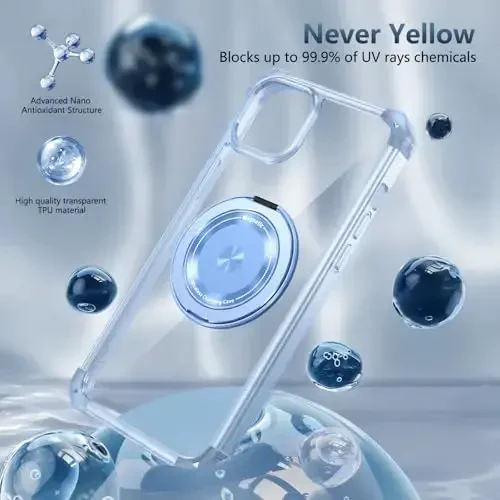 IYTRRYH for iPhone 11 Case Magnetic Compatible with MagSafe Wireless Charging,with 2 Screen Protectors,for 11 Case Built-in 360°Kickstand Ring,Military Grade Drop Heavy Duty Protection Shockproof Blue - 9