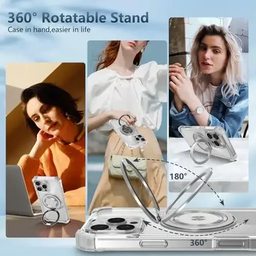 IYTRRYH iPhone 11 Pro Max uchun g‘ilof Magnit MagSafe simsiz zaryadlash bilan mos keladi, 2 ta ekran himoyachisi bilan, 11 Pro Max uchun g‘ilof o‘rnatilgan halqali tirgak, harbiy standartga mos tushishdan himoya zarbga chidamli tiniq - 9