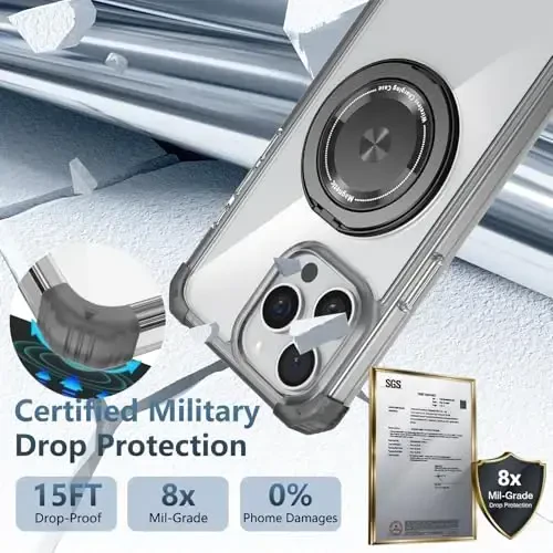 IYTRRYH for iPhone 12 Pro Max Case Magnetic Compatible with MagSafe Wireless Charging,with 2 Screen Protectors,Built-in Kickstand Ring,Military Grade Drop Heavy Duty Protection Shockproof Phone Black - 6