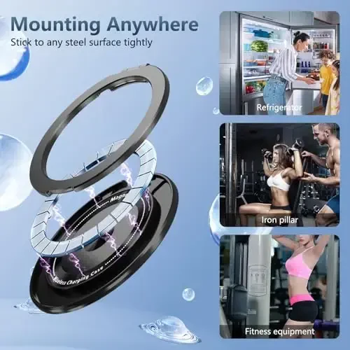 IYTRRYH iPhone 13 uchun g‘ilof MagSafe simsiz zaryadlash bilan mos, 2 ta ekran himoyachisi bilan, 13 g‘ilof O‘rnatilgan 360° tayanch halqasi, Harbiy darajadagi og‘ir yukdan himoya зарбага қарши қора - 3