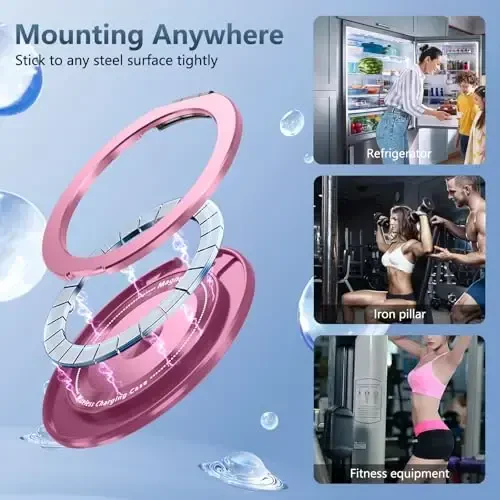 IYTRRYH Magnetic for iPhone 14 Plus Case Compatible with MagSafe Wireless Charging,with 2 Screen Protectors,for 14 Plus Case Built-in 360°Kickstand Ring,Military Grade Drop Protection Shockproof Pink - 3