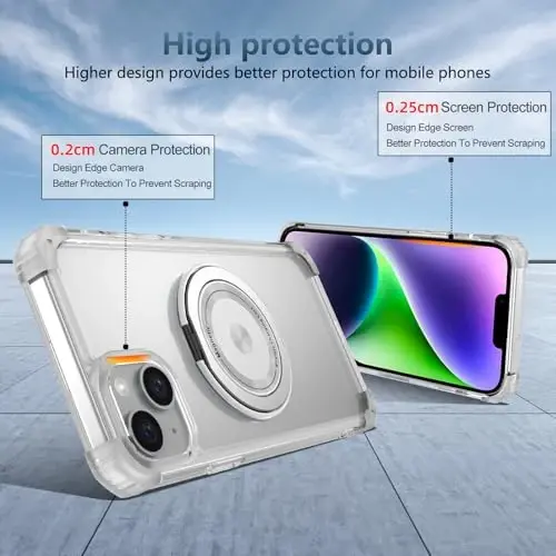 IYTRRYH for iPhone 14 Plus Case Magnetic Compatible with MagSafe,with 2 Screen Protectors,Built-in Camera Cover+Kickstand Ring,Military Grade Drop Shockproof Heavy Duty Protection Phone Bumper Clear - 7