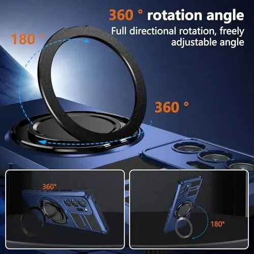 IYTRRYH Magnetic Case for Samsung Galaxy Note 20 Ultra, with Ring Kickstand | for Note 20 Ultra Phone Case Compatible with MagSafe Wireless Charging,with 1 Screen Protector,Heavy Duty Protection ,Blue - 5