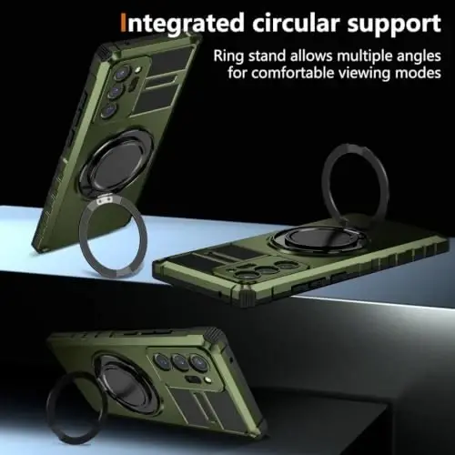 IYTRRYH Magnetic Case for Samsung Galaxy Note 20 Ultra, with Ring Kickstand | for Note 20 Ultra Phone Case Compatible with MagSafe Wireless Charging,with 1 Screen Protector,Heavy Duty Protection, Green - 5