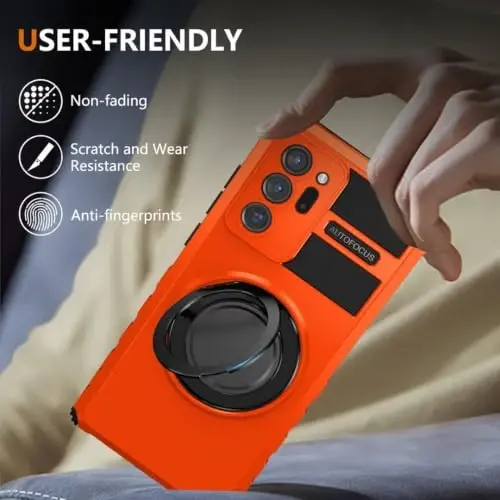 IYTRRYH Magnetic Case for Samsung Galaxy Note 20 Ultra, with Ring Kickstand | for Note 20 Ultra Phone Case Compatible with MagSafe Wireless Charging,with 1 Screen Protector,Heavy Duty Protection, Orange - 6