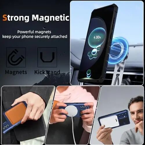IYTRRYH Magnetic Kickstand Case for Samsung Galaxy S23 FE Wireless Charging | S23 FE Phone Case Compatible with MagSafe,with 2 Screen Protectors,Built-in 360° Ring,Shockproof Heavy Duty Protection,Blue - IYTRRYH (1)