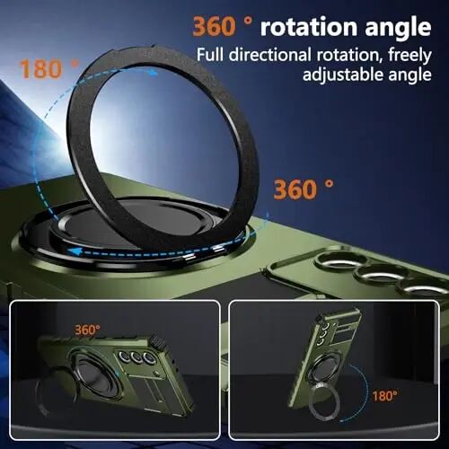 IYTRRYH Magnetic Stand Case for Samsung Galaxy S21 Plus Wireless Charging | S21+ Phone Case Compatible with MagSafe,with Screen Protector,Built-in 360° Kickstand,Shockproof Heavy Duty Protection,Green - 5