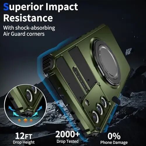 IYTRRYH Magnetic Stand Case for Samsung Galaxy S21 Plus Wireless Charging | S21+ Phone Case Compatible with MagSafe,with Screen Protector,Built-in 360° Kickstand,Shockproof Heavy Duty Protection,Green - 6