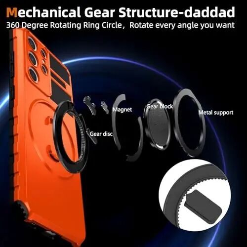 IYTRRYH Magnetic Stand Case for Samsung Galaxy S21 Ultra Wireless Charging | S21 Ultra Phone Case Compatible with MagSafe,with Screen Protector,with 360°Kickstand,Shockproof Heavy Duty Protection,Orange - 6