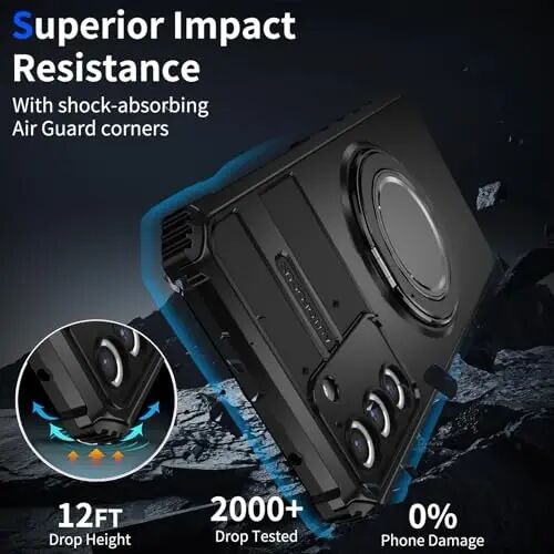 IYTRRYH Magnetic Stand Case for Samsung Galaxy S22 Plus Wireless Charging | S22+ Phone Case Compatible with MagSafe,with Screen Protector,Built-in 360° Kickstand,Shockproof Heavy Duty Protection,Black - 6
