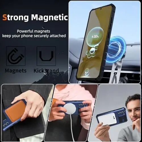 IYTRRYH Magnetic Stand Case for Samsung Galaxy S22 Plus Wireless Charging | S22+ Phone Case Compatible with MagSafe,with Screen Protector,Built-in 360° Kickstand,Shockproof Heavy Duty Protection,Blue - IYTRRYH (1)