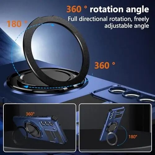 IYTRRYH Magnetic Stand Case for Samsung Galaxy S22 Plus Wireless Charging | S22+ Phone Case Compatible with MagSafe,with Screen Protector,Built-in 360° Kickstand,Shockproof Heavy Duty Protection,Blue - 5