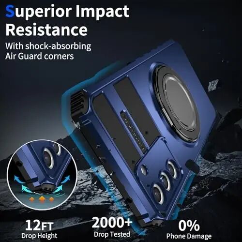 IYTRRYH Magnetic Stand Case for Samsung Galaxy S22 Plus Wireless Charging | S22+ Phone Case Compatible with MagSafe,with Screen Protector,Built-in 360° Kickstand,Shockproof Heavy Duty Protection,Blue - 6