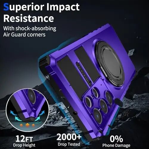 IYTRRYH Magnetic Stand Case for Samsung Galaxy S22 Ultra Wireless Charging | S22 Ultra Phone Case Compatible with MagSafe,with Screen Protector,with 360°Kickstand,Shockproof Heavy Duty Protection,Purple - 5