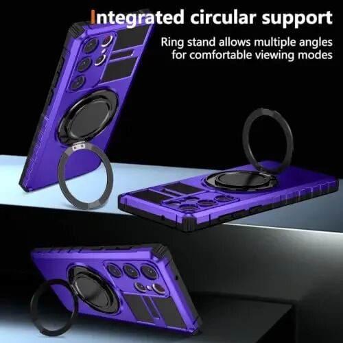 IYTRRYH Magnetic Stand Case for Samsung Galaxy S23 Ultra Wireless Charging | S23 Ultra Phone Case Compatible with MagSafe,with Screen Protector,with 360°Kickstand,Shockproof Heavy Duty Protection,Purple - 5