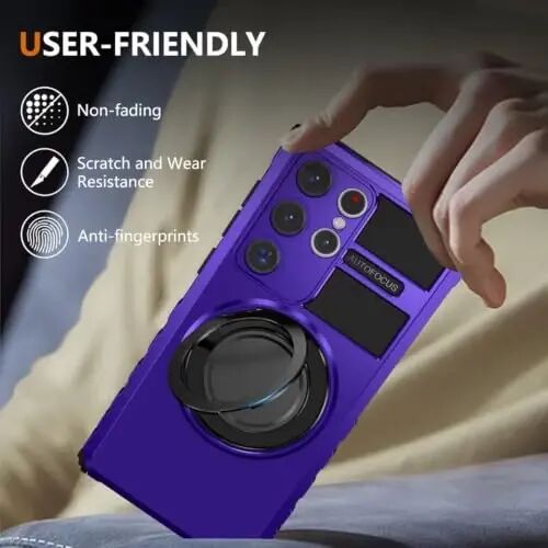IYTRRYH Magnetic Stand Case for Samsung Galaxy S23 Ultra Wireless Charging | S23 Ultra Phone Case Compatible with MagSafe,with Screen Protector,with 360°Kickstand,Shockproof Heavy Duty Protection,Purple - 6
